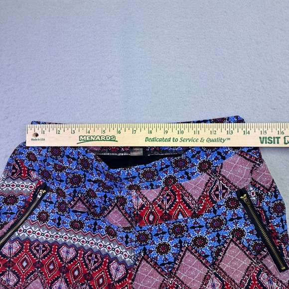 Hot Kiss Pants Women's 1X Stretchy Geometric Elastic Waist Zip Pockets Blue Red - Picture 8 of 9